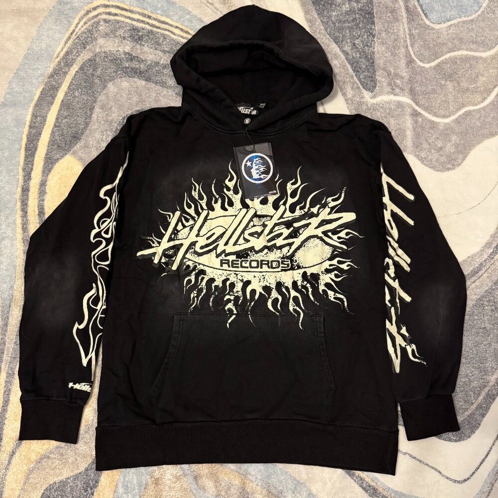 Hellstar Records Black Logo Hoodie Men’s Size Large